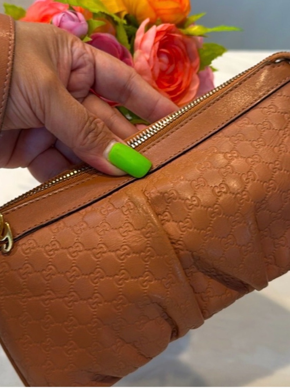 Gucci Orange 🍊 Quilted Leather Wristlet Clutch